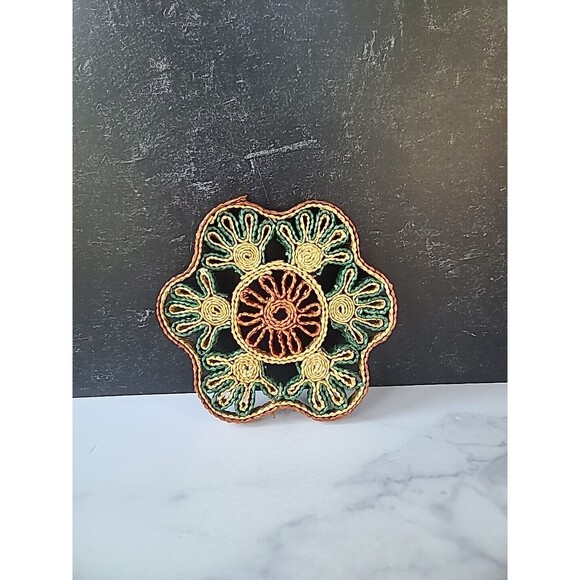 Vintage Woven Floral Trivet - Picture 1 of 10